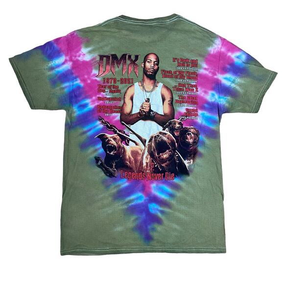DMX Legends Never Die Tie Dye Memorial Tee Shirt Hip Hop Rap - Picture 2 of 4